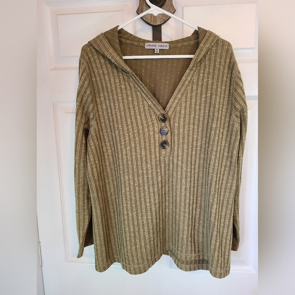 Absolutely Famous Woman's Long Sleeve Sweater Hoodie,  Size: 1X Color: OD Green - Picture 3 of 14